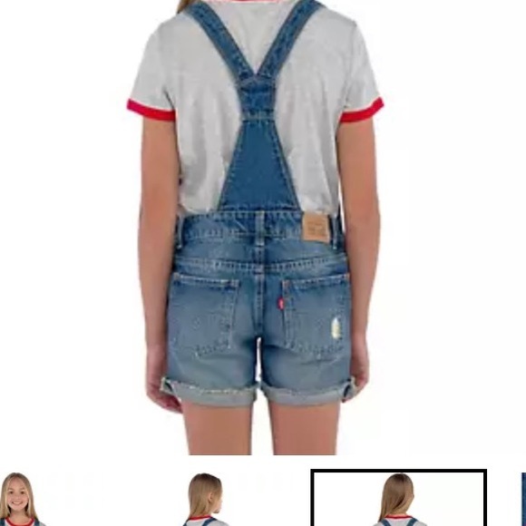 Levi’s girls Shorts Overalls Adjustable Straps Shortall Relax Fit Size 10 Youth - Picture 12 of 12